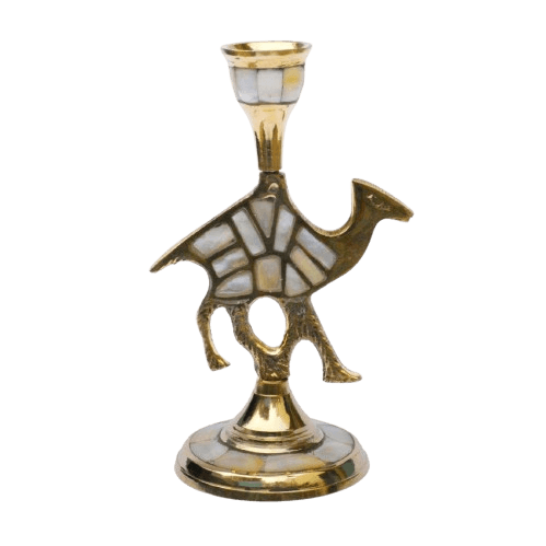 BRASS & MOP CAMEL TAPER CANDLE HOLDER